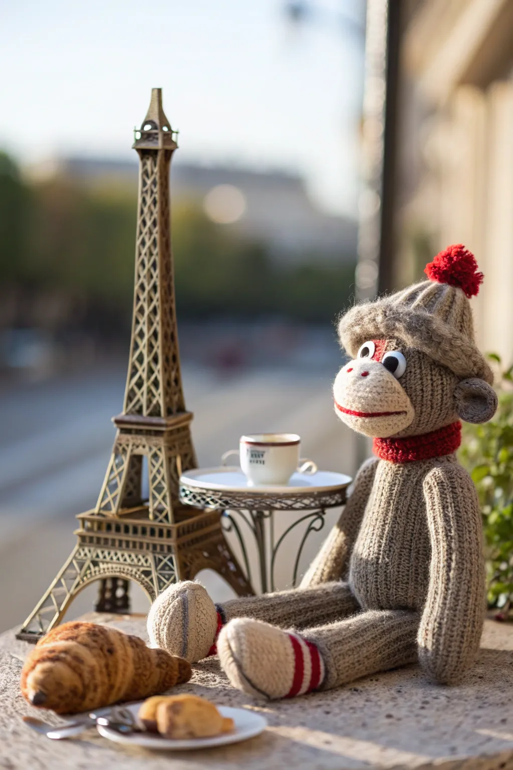 Whisked away on a Parisian adventure, our sock monkey discovers the joy of travel!