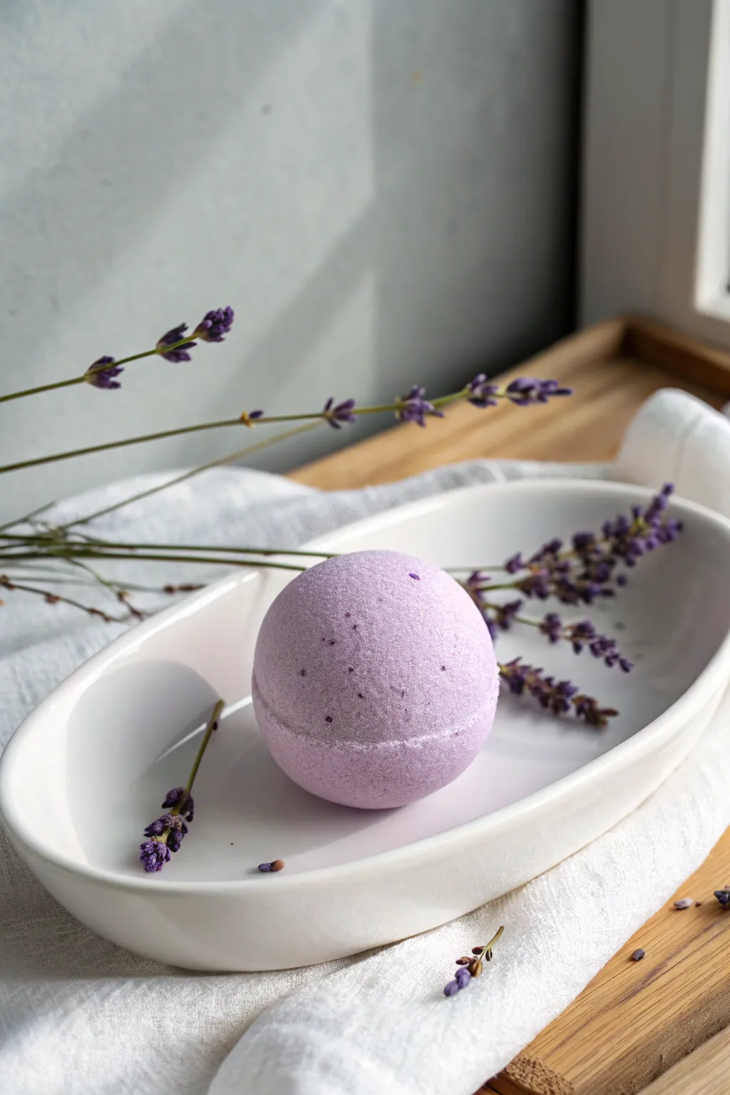 Indulge in a moment of tranquility with these handcrafted lavender bath bombs.