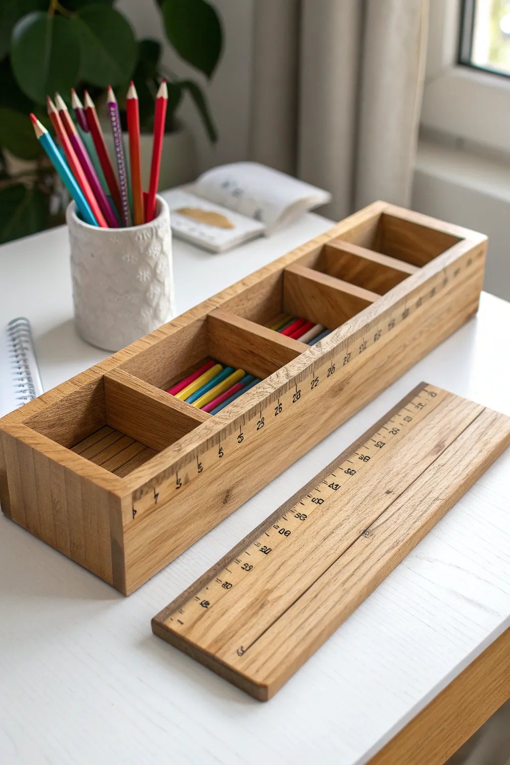 Organize in Style: Keep your quilting rulers beautifully displayed and easily accessible with this chic slotted tabletop organizer!