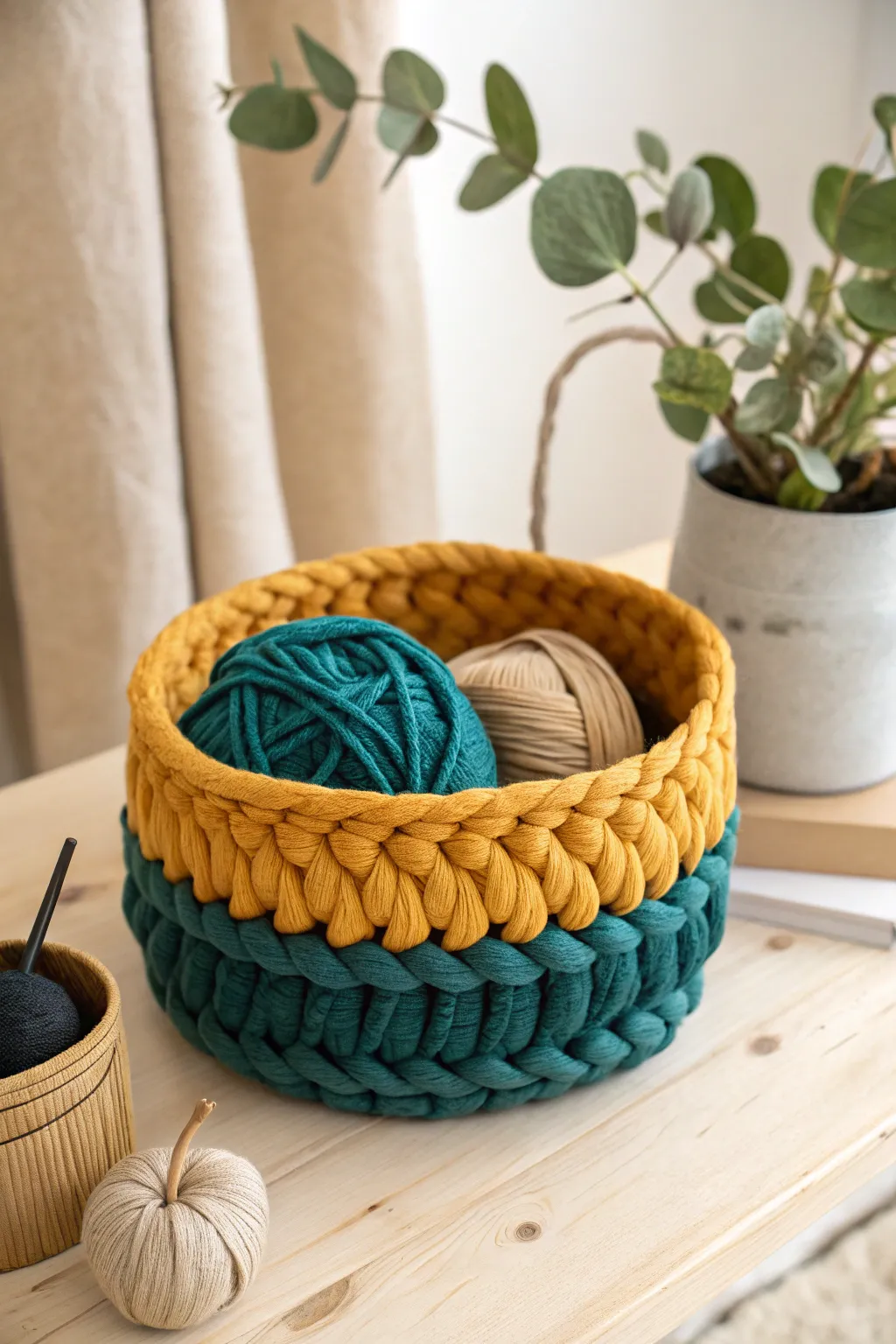 From old T-shirts to charming treasures: Discover the beauty of T-shirt yarn crafting! 🌿✨ #SustainableCrafts #BohoChic