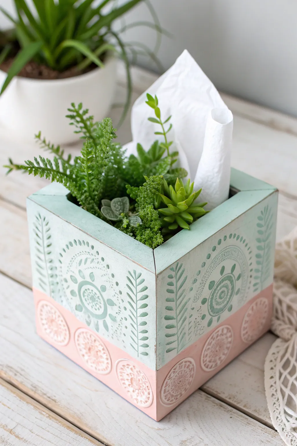 Transform your space with a touch of nature: DIY tissue box terrariums that blend minimalism with bold, boho flair.