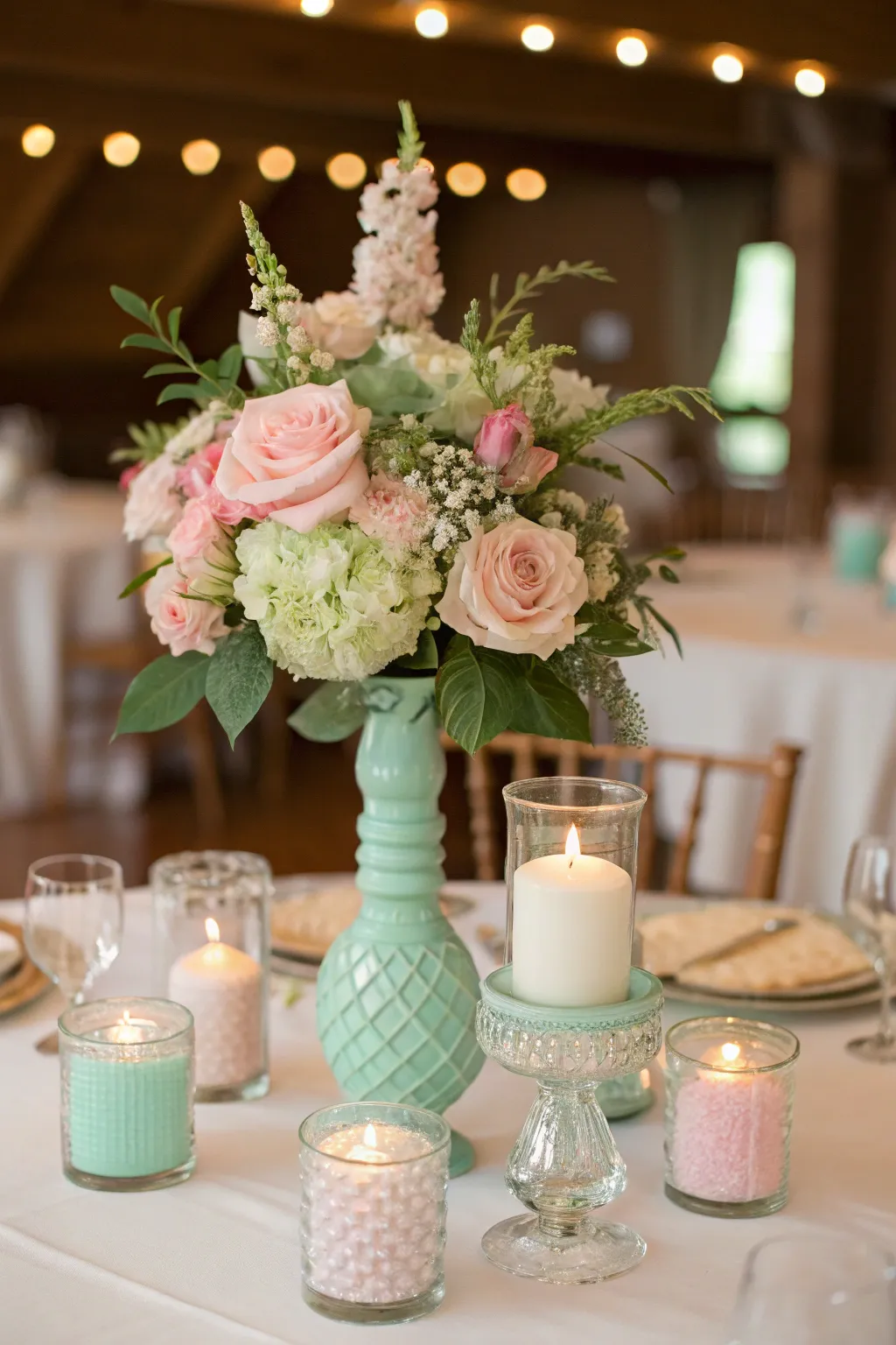 Pastel floral arrangements bring a soft, romantic touch to your table, inviting serenity and elegance.