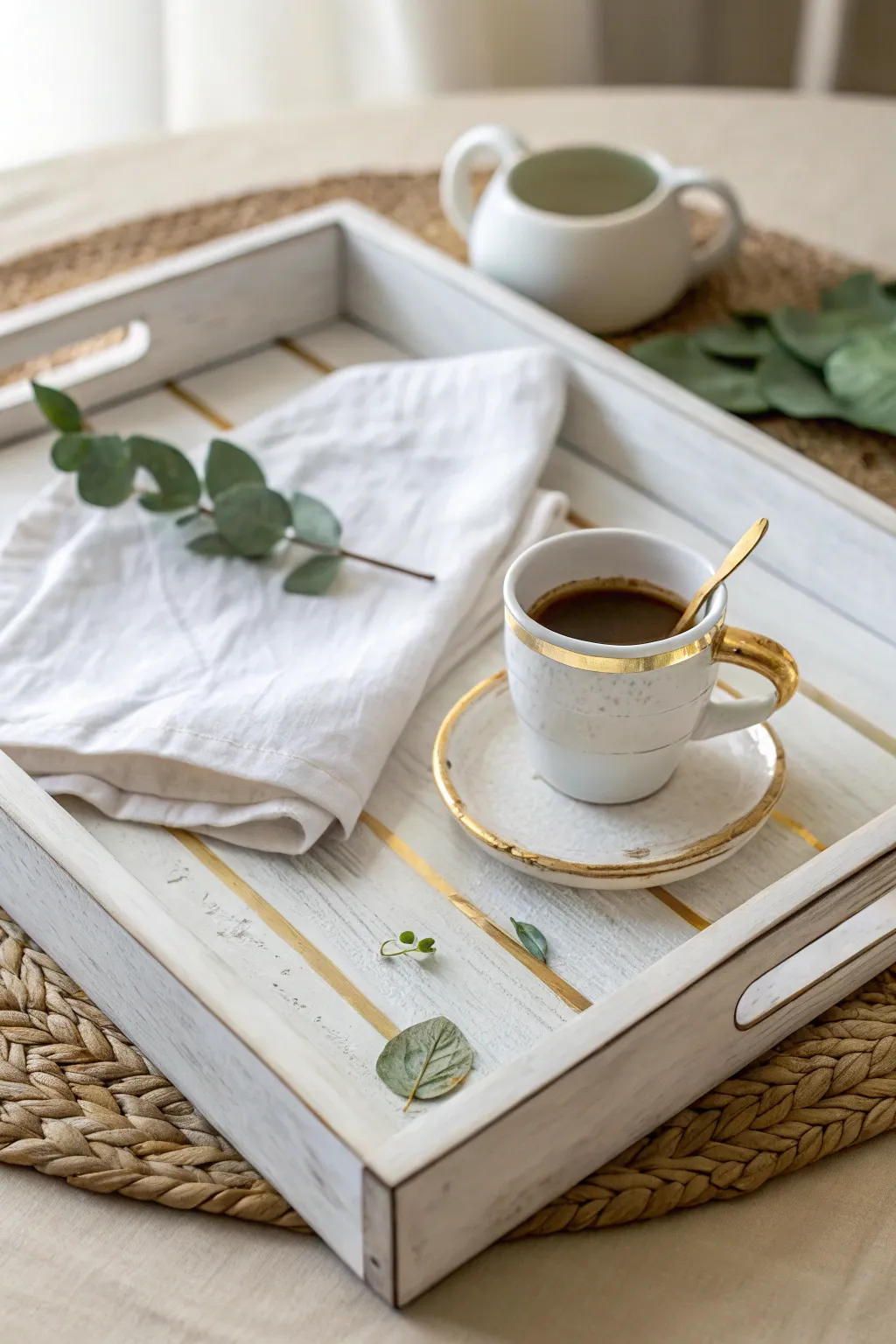 Transform your mornings with a touch of elegance: a repurposed picture frame serving tray.