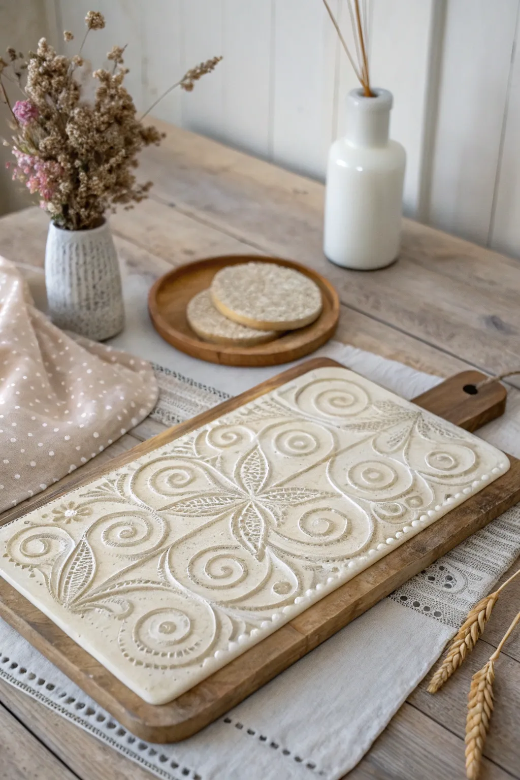 Elevate your entertaining with a textured resin charcuterie board, where craftsmanship meets natural elegance.