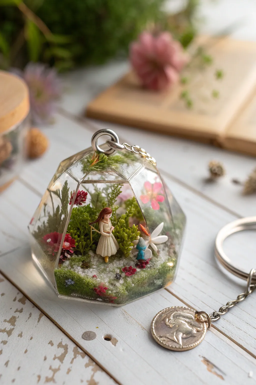 Step into a whimsical world with this enchanting resin charm, where fantasy meets craftsmanship.