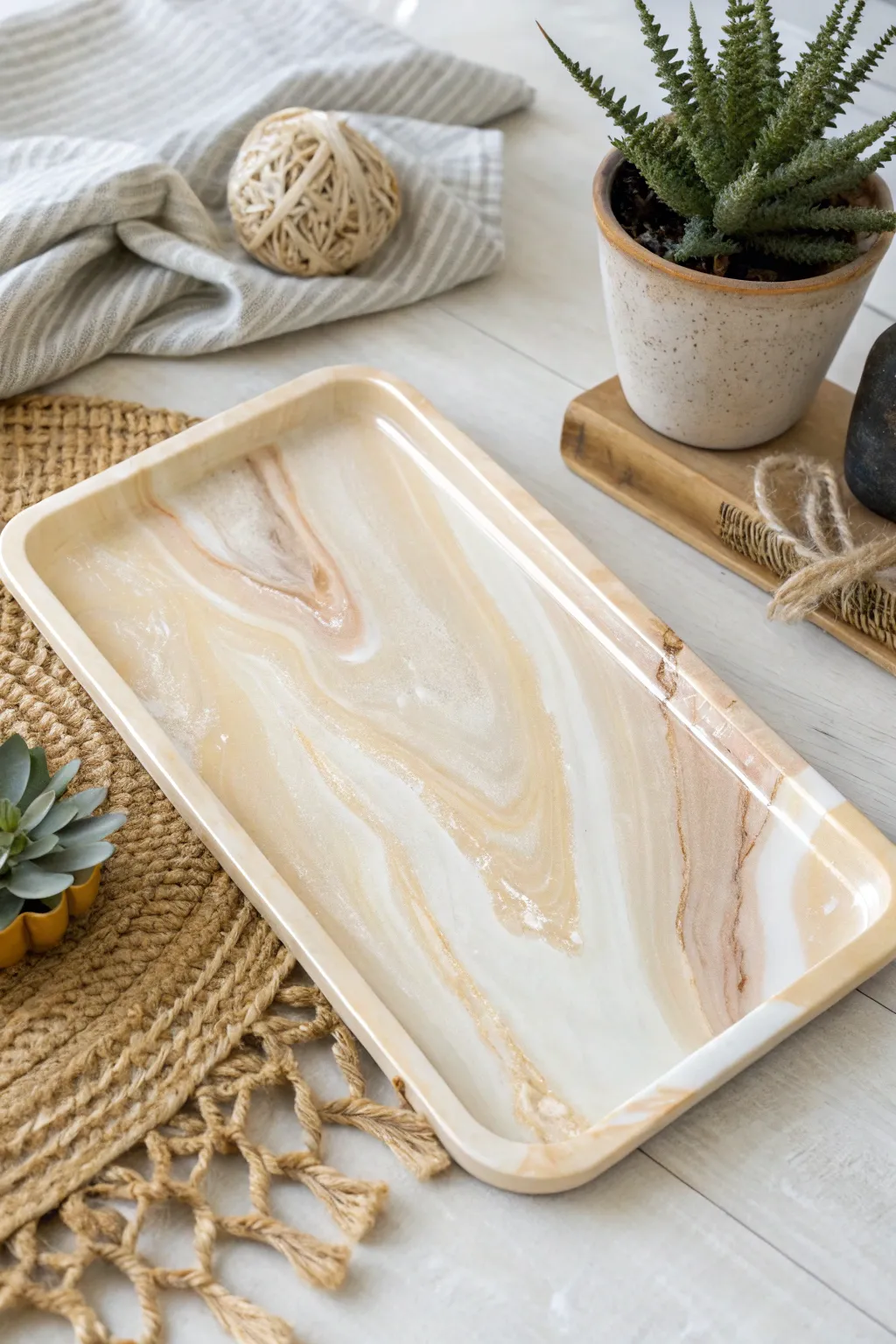 Embrace elegance with a minimalist resin rolling tray that embodies simplicity and natural beauty.