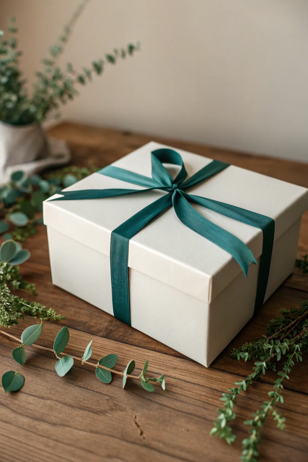 Add a touch of drama with diagonal ribbon wrapping—where simplicity meets elegance.
