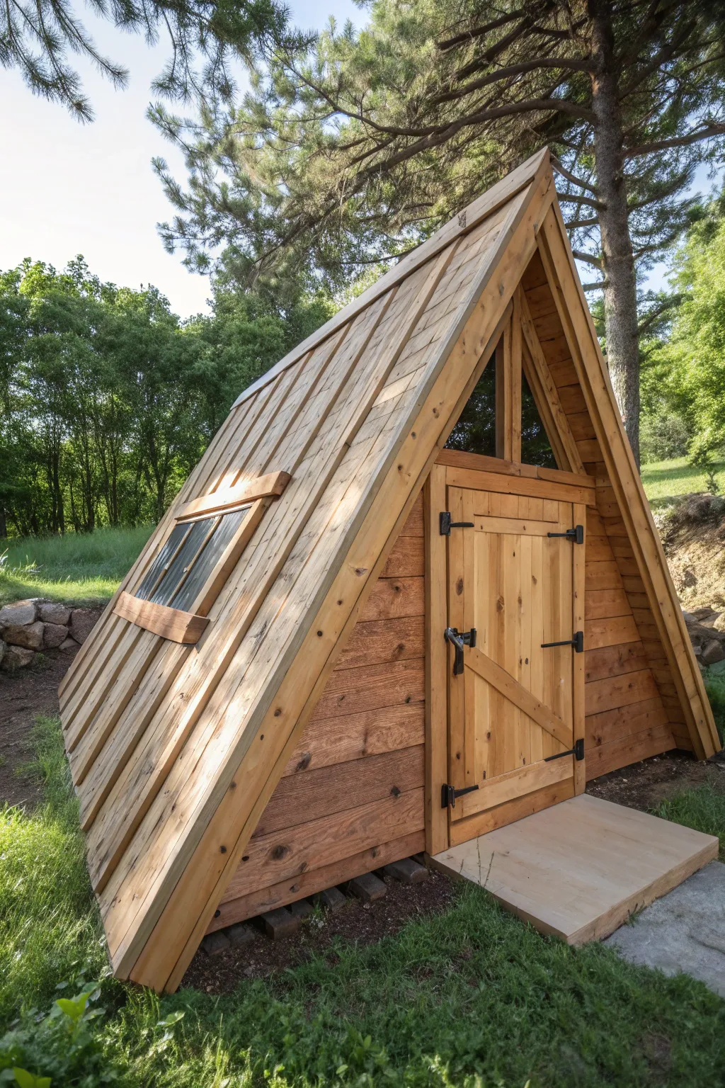 Experience the elegance of natural ventilation with this handcrafted A-frame root cellar.
