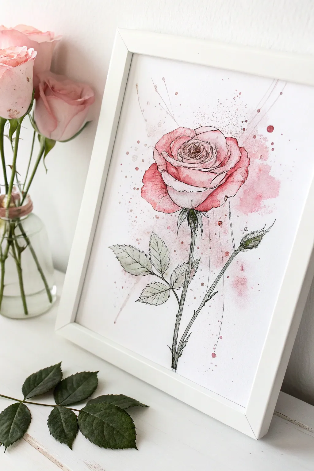 Embrace the elegance of watercolor and ink roses, where fluidity meets precision.