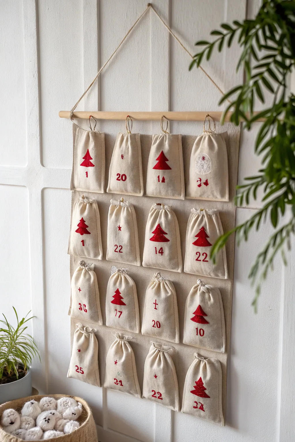 Count down to Christmas with this handcrafted Santa advent calendar, blending minimalist charm with bold holiday hues.