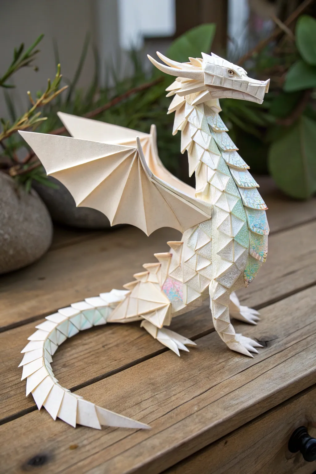 Reflective Elegance: A paper dragon brought to life with captivating mirror scales.