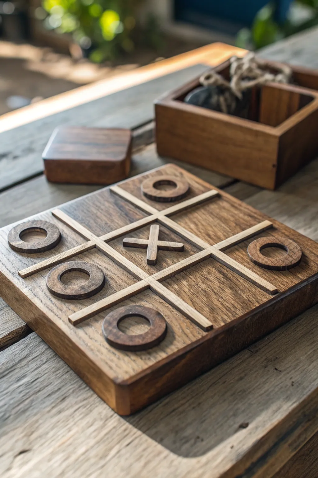 Elevate your coffee table with this handcrafted tic tac toe board—where craftsmanship meets fun.