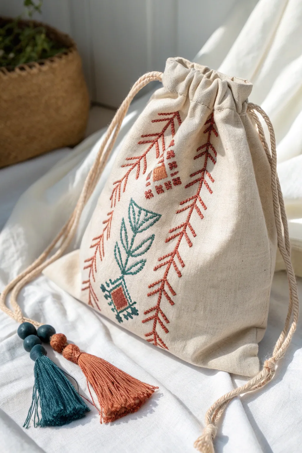 Elevate your travel style with this chic and versatile drawstring bag, where minimalist design meets boho charm.