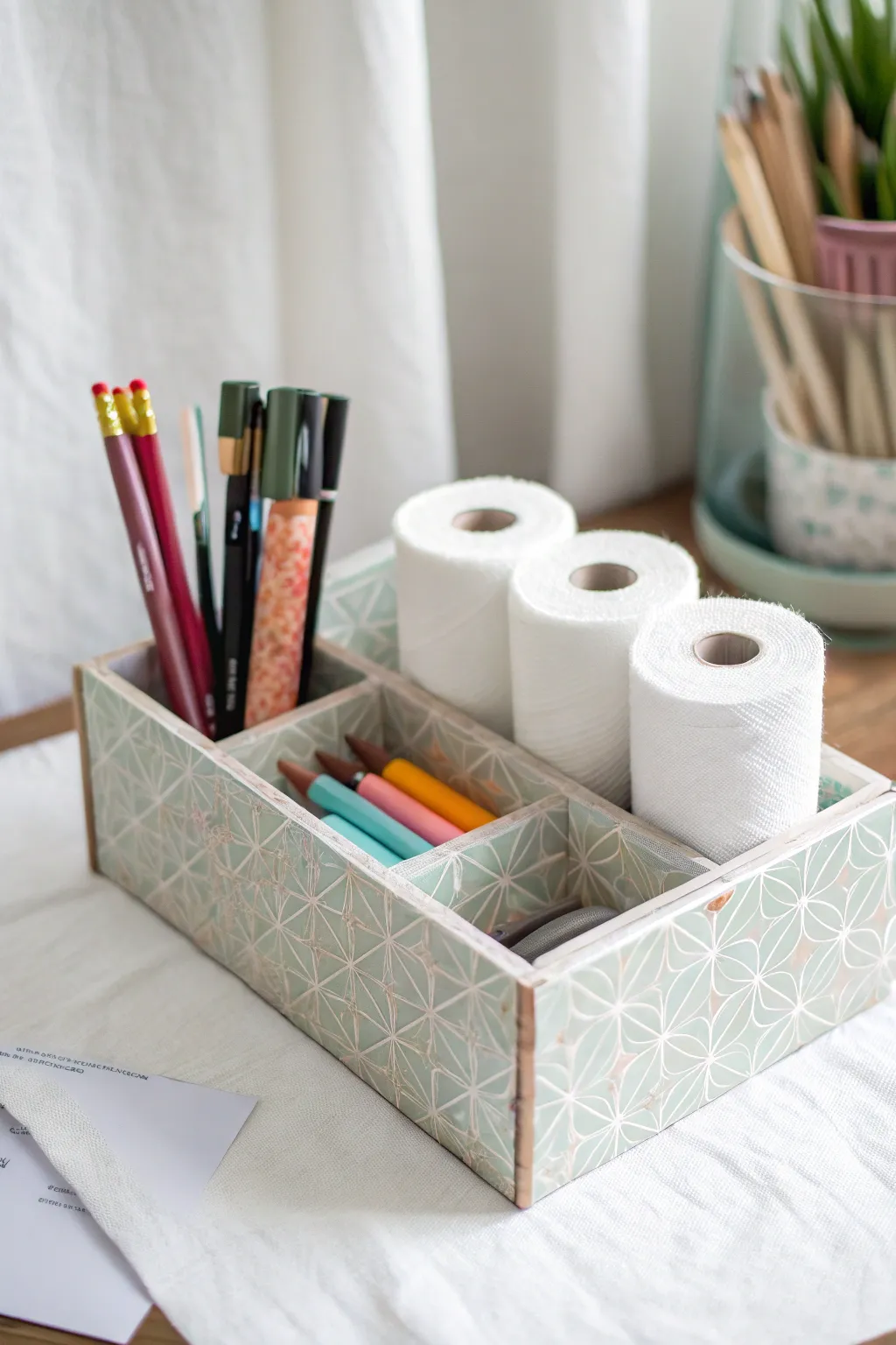 Crafted Elegance: Transform your workspace with this chic DIY stationery organizer!