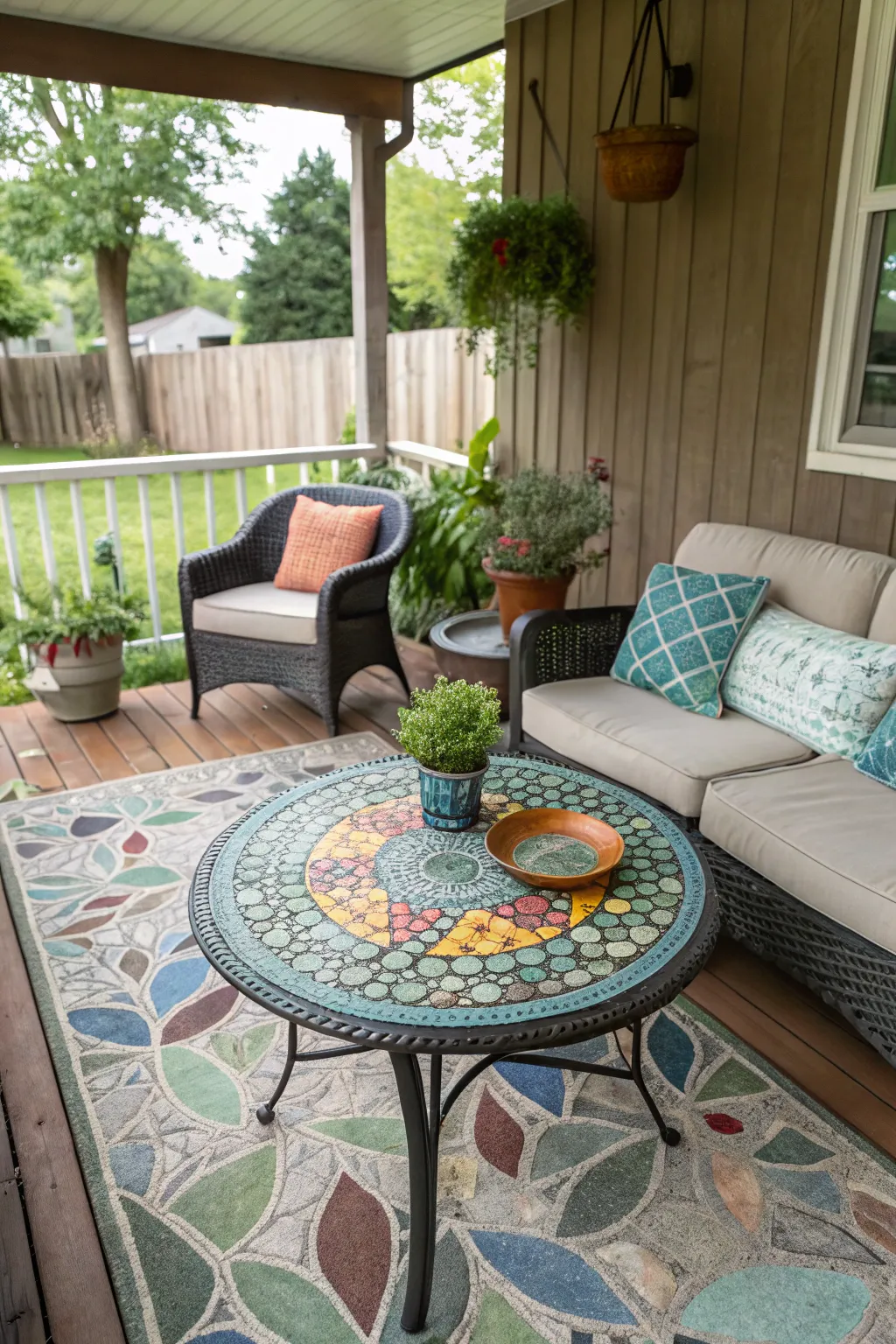 A mosaic table becomes a stunning focal point.