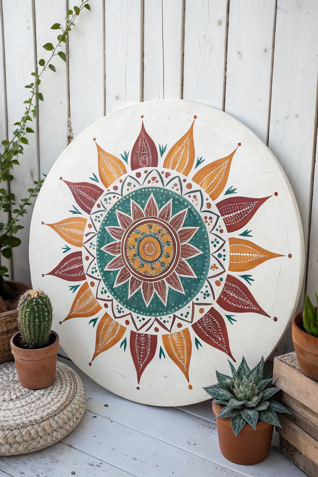 Embrace global artistry with a sun motif that radiates cultural elegance and simplicity.