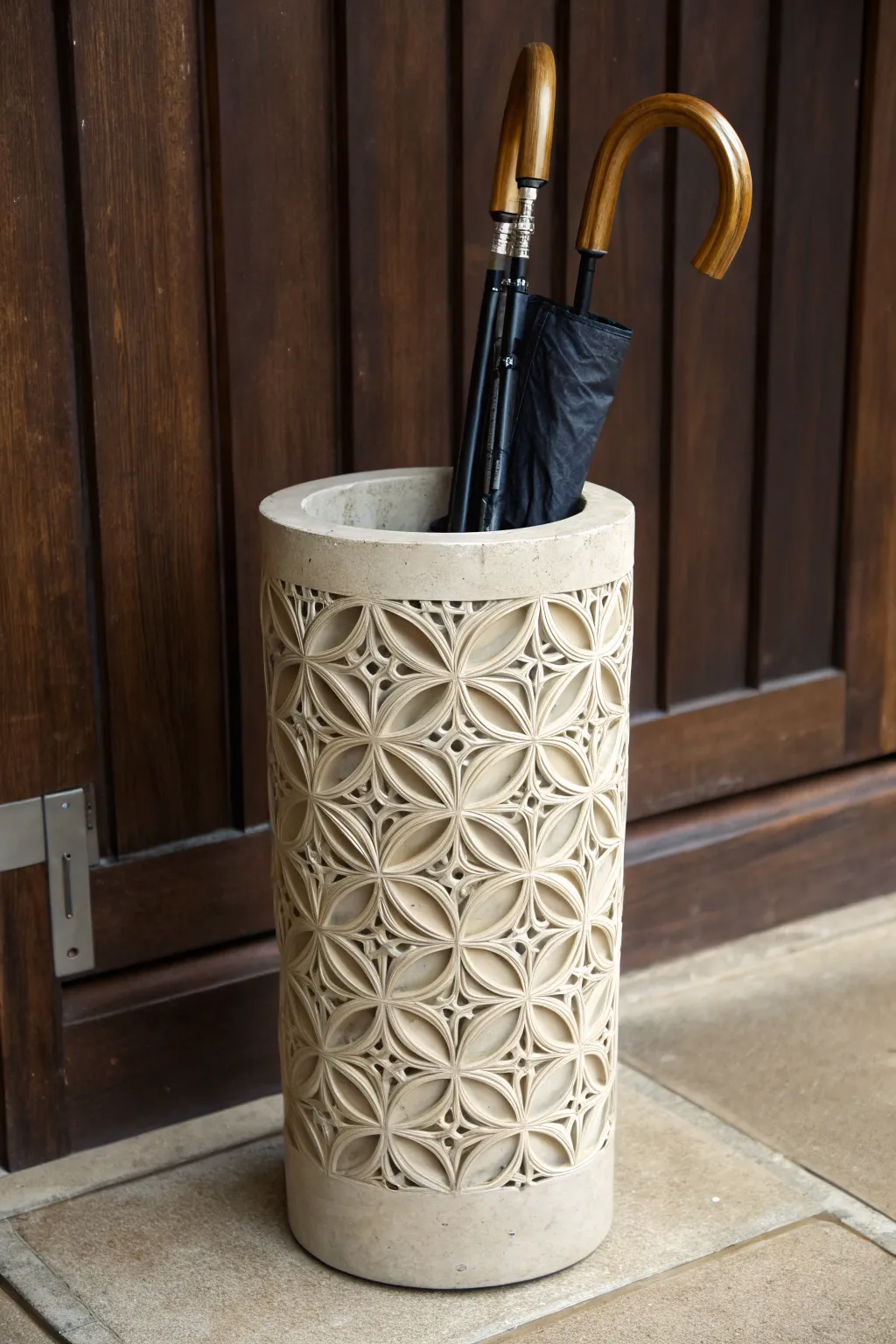 Elevate your entryway with this artisanal umbrella stand, where function meets fine craftsmanship.