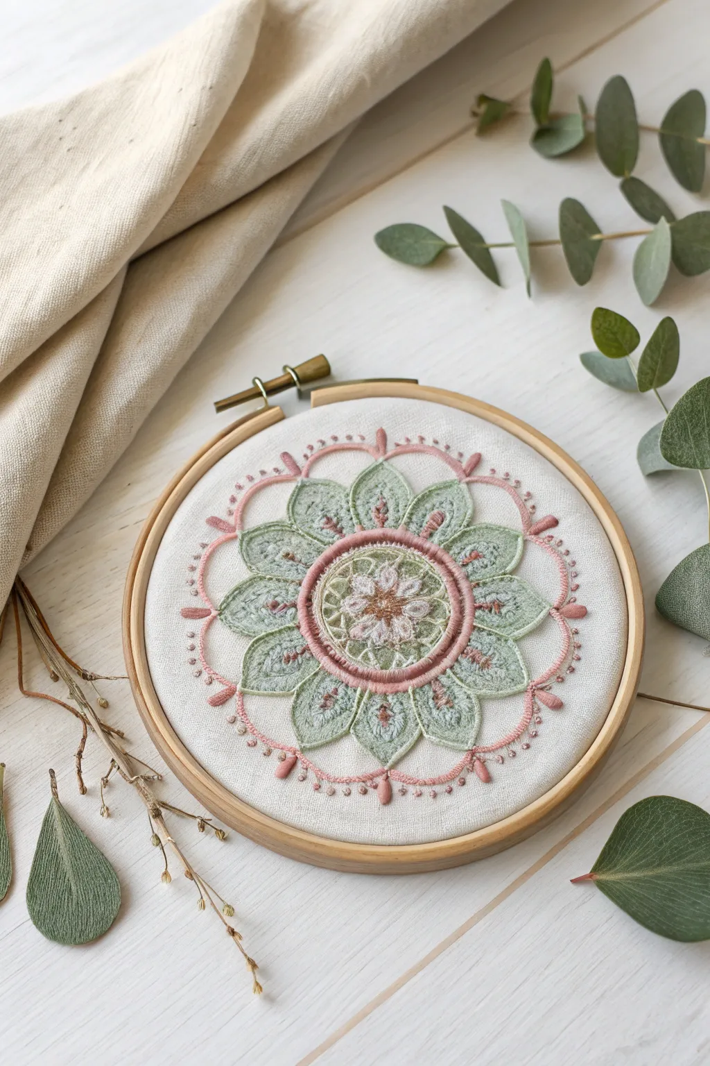 Find your zen with a beautifully embroidered mini mandala, where simplicity meets artistry.