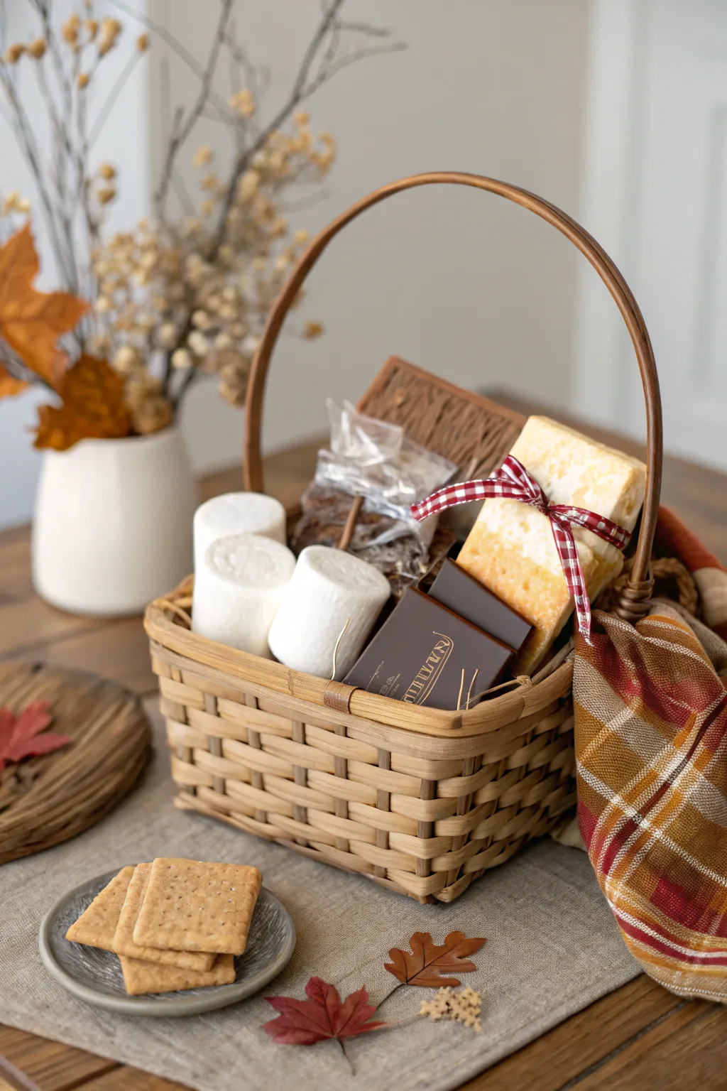 Elevate your gifting with a Seasonal S'mores Basket that captures the essence of autumn in every detail.