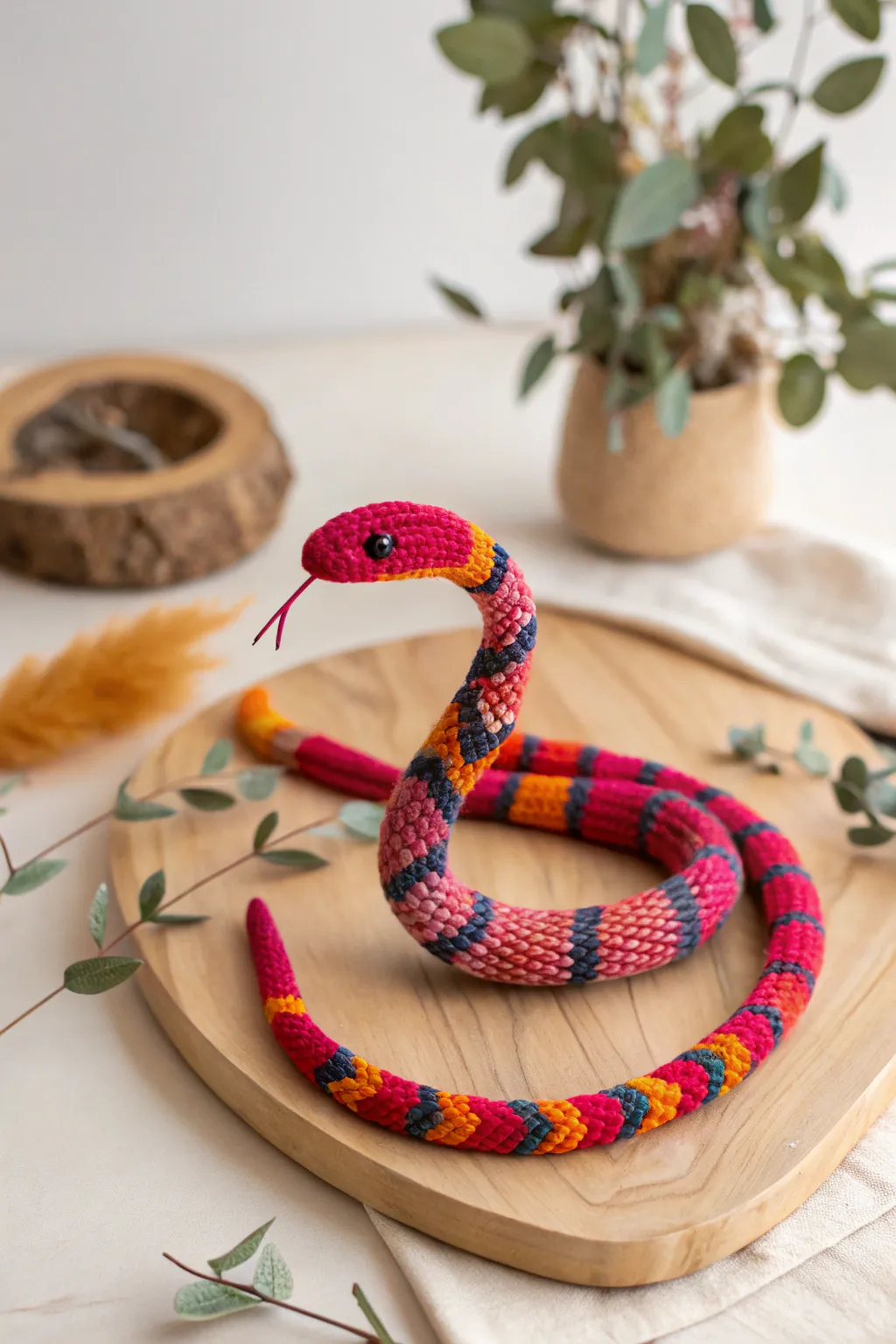Crafted Elegance: A Whimsical Pipe Cleaner Snake with a Scandinavian Twist.