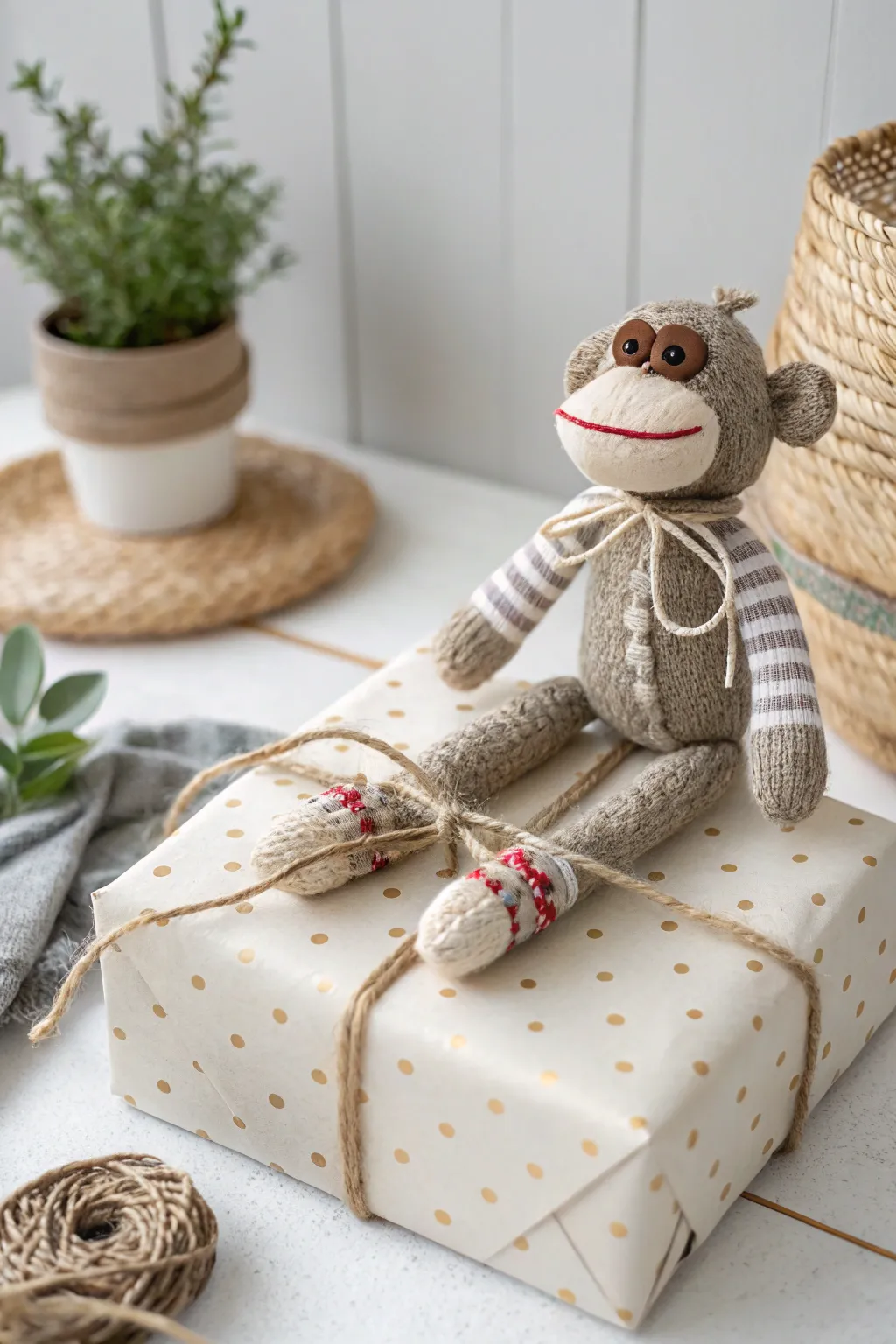 Elevate your gift-giving with charming sock monkey toppers—handcrafted joy for every occasion.