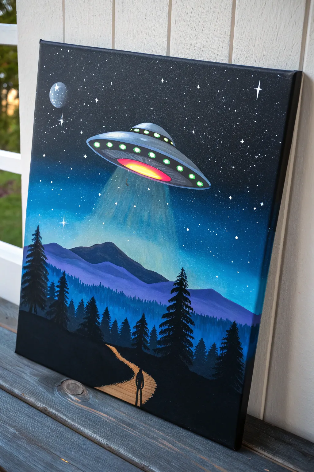 Embrace the unknown with a touch of elegance: a UFO encounter in minimalist style.