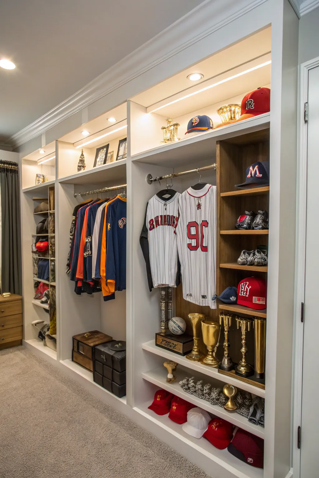 Creative use of an open closet for displays