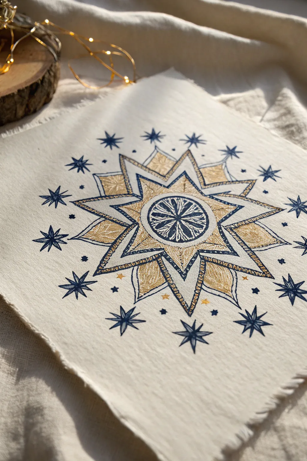 Embrace tranquility with a stunning star mandala, where simplicity meets cosmic elegance.