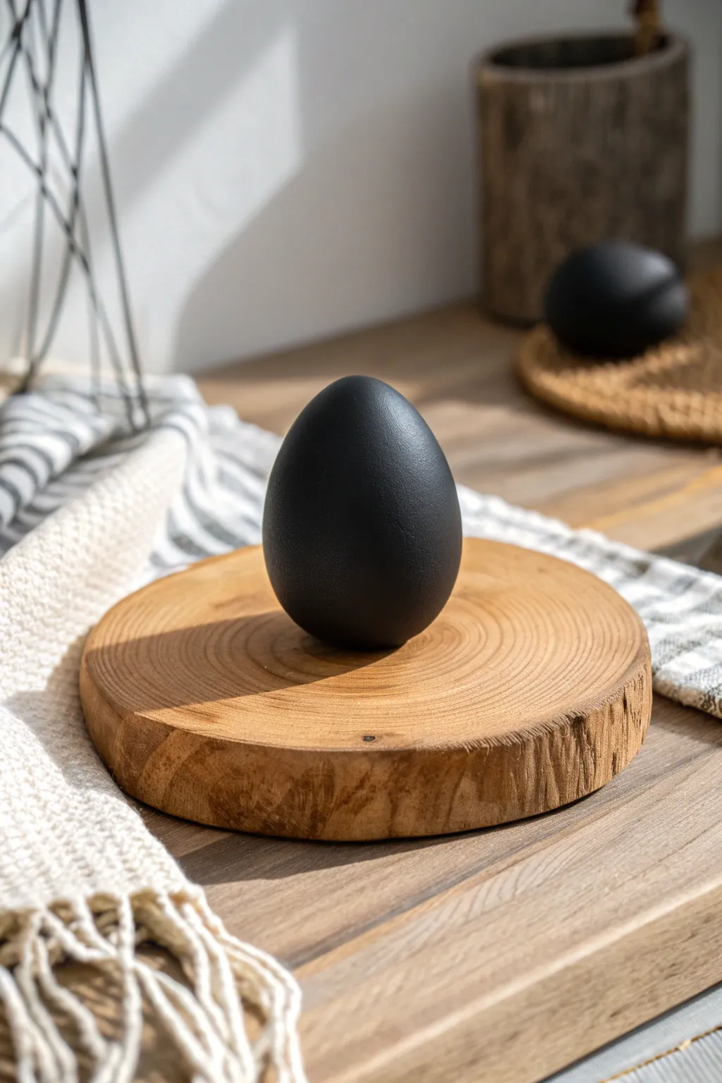 Elevate your decor with a touch of minimalist elegance: the monochrome egg.
