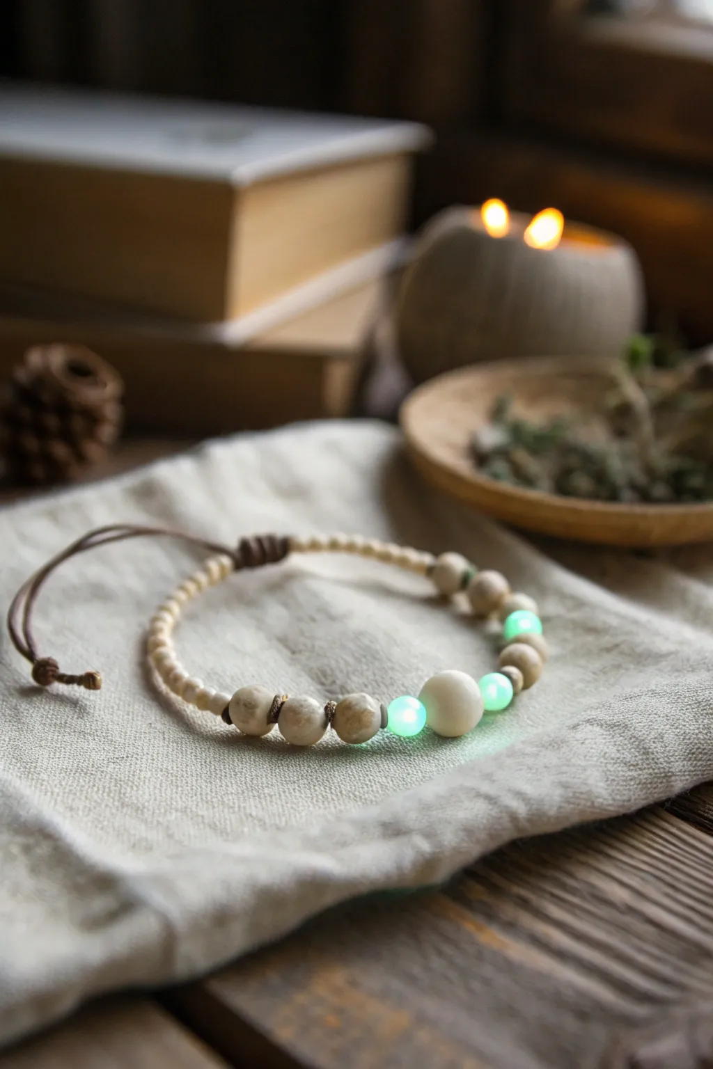 Illuminate your summer nights with this enchanting glow-in-the-dark clay bead bracelet.