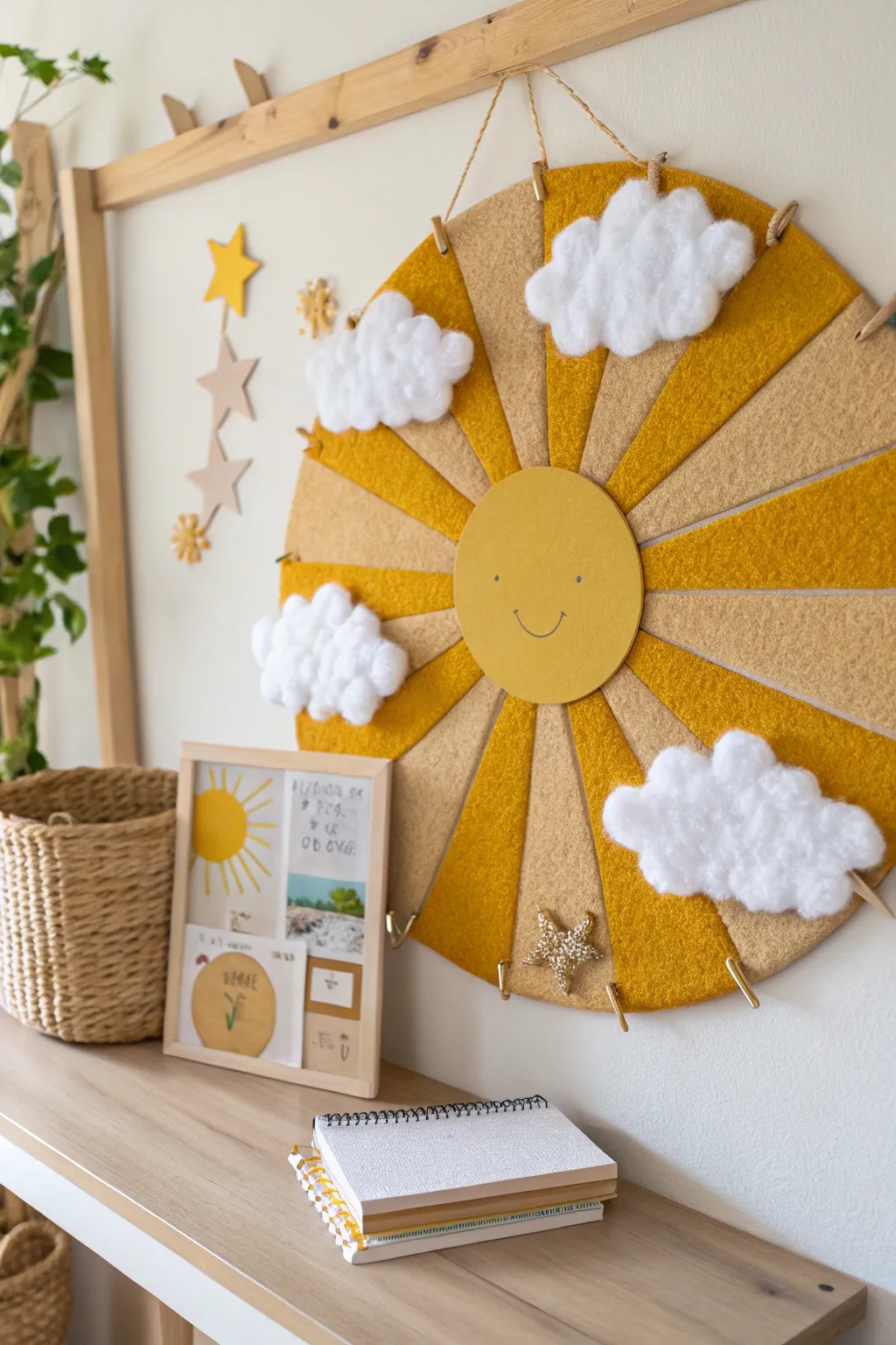 Embrace the beauty of contrasts with this sun-inspired bulletin board, where every cloud has a silver lining.