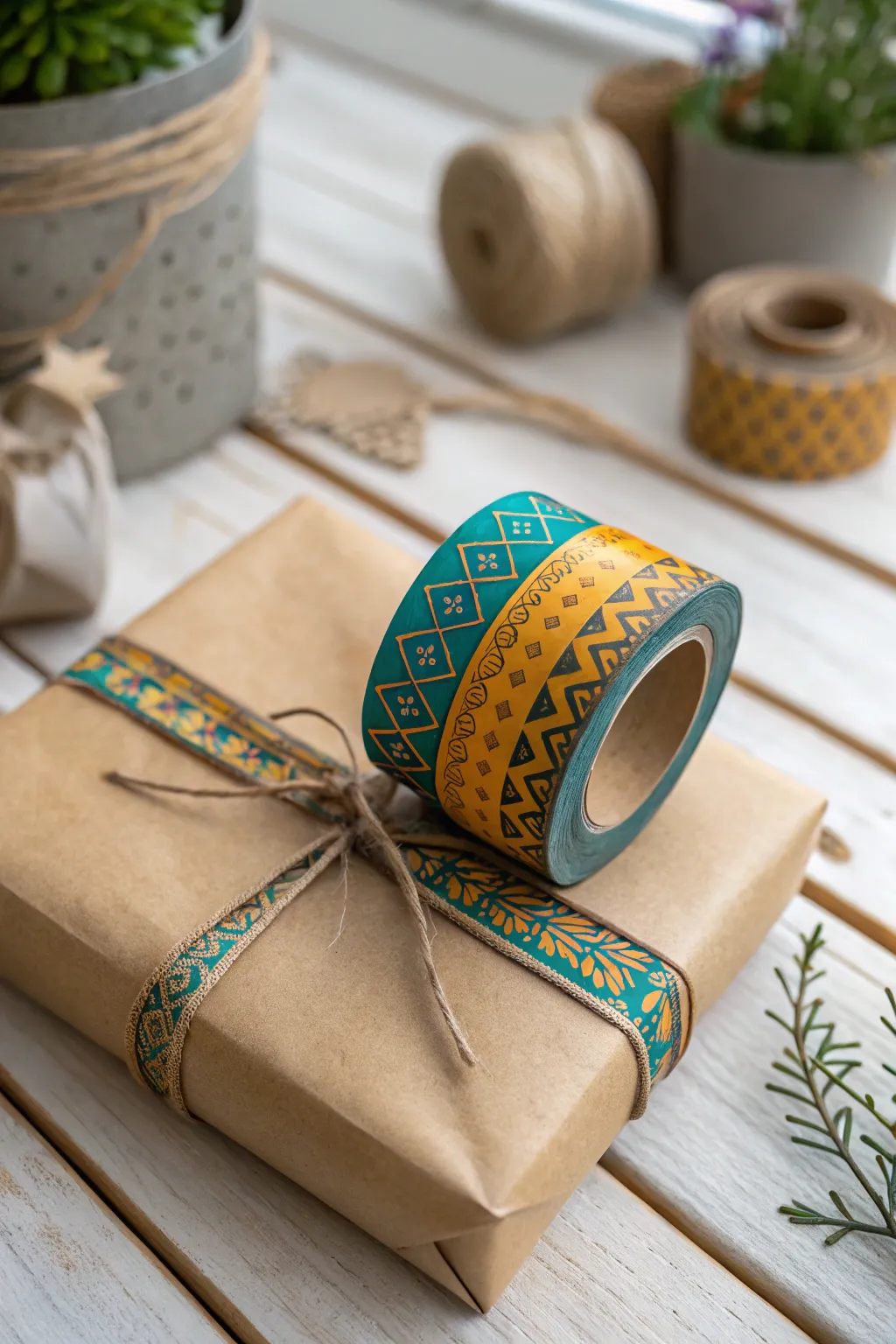 Wrap it with love and sustainability using colorful washi tape. #EcoFriendlyWrapping