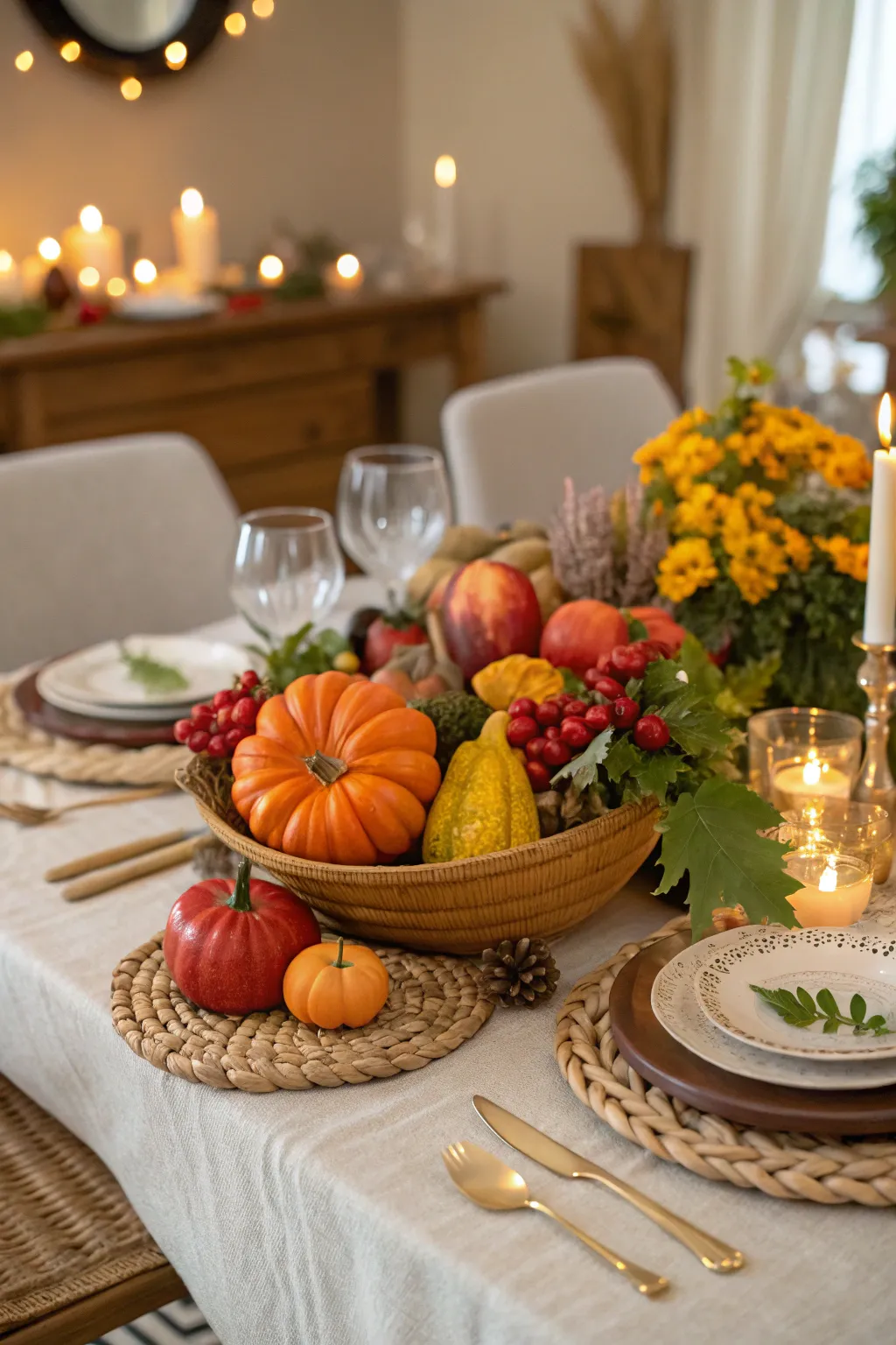 Edible decor nods to the harvest season beautifully.