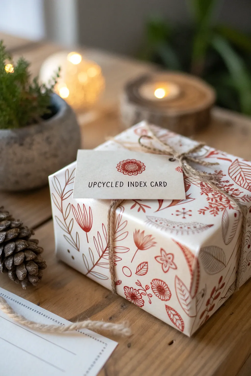 Elevate your gift-giving with eco-chic style using upcycled index cards for a personal touch.