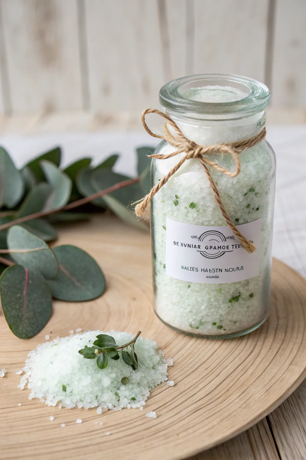 Craft the perfect gift for mom: soothing eucalyptus and mint bath salts in a beautifully simple jar.