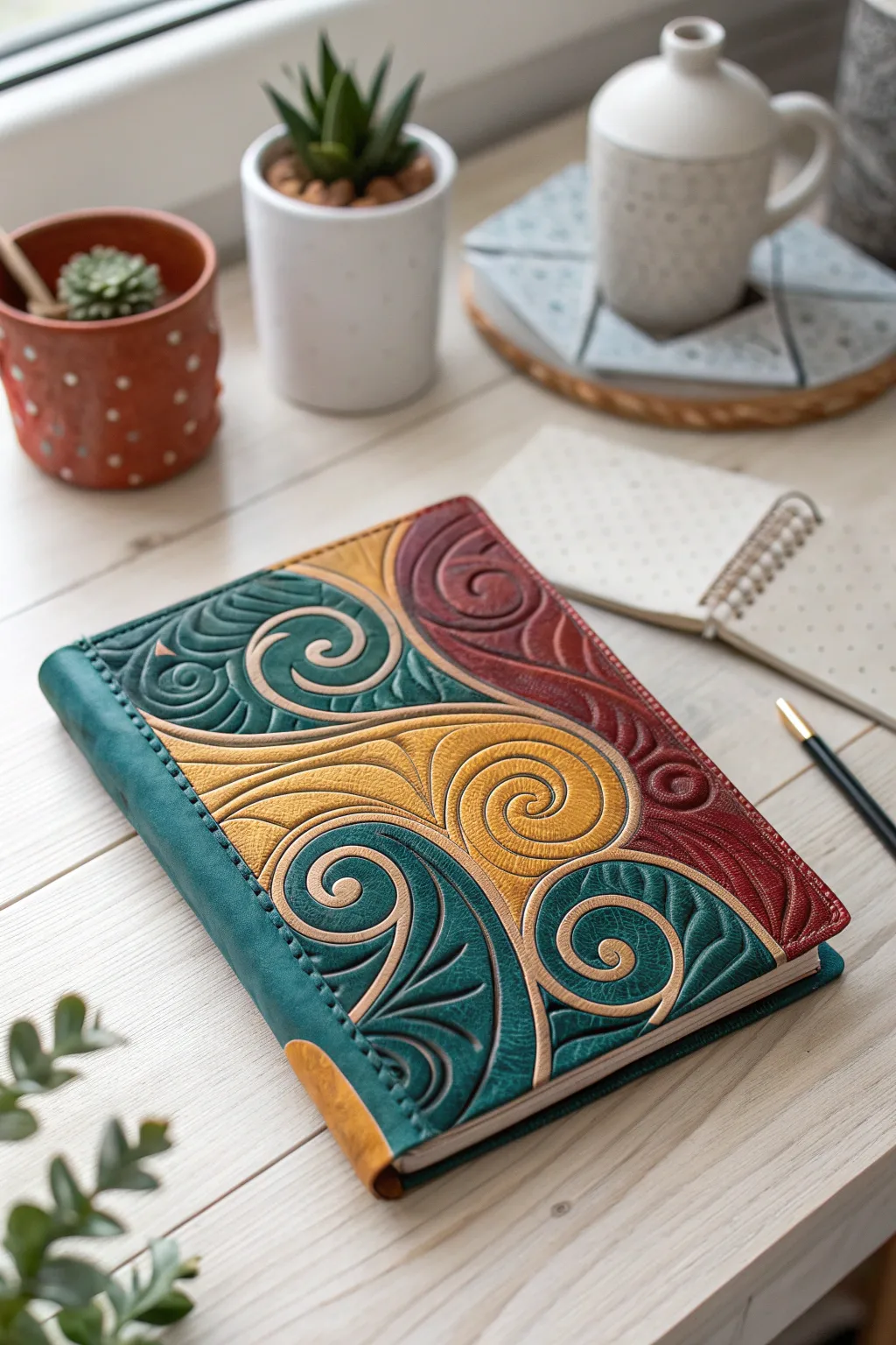 Transform your notebook into a piece of art with a bespoke polymer clay cover, where simplicity meets bold beauty.