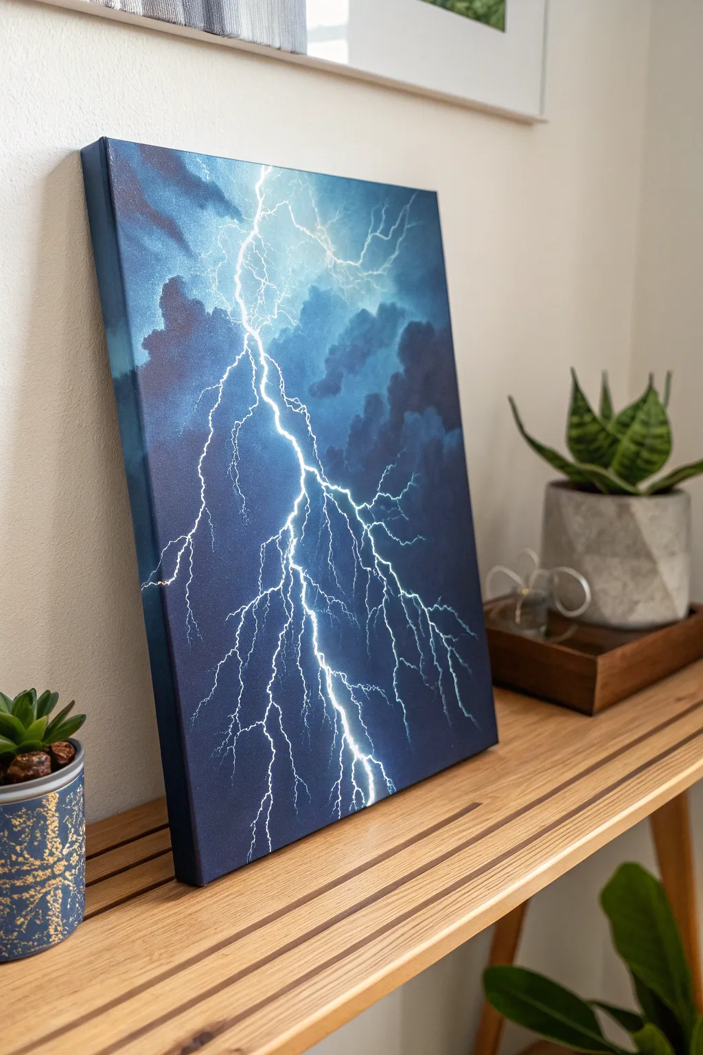 Illuminate your space with electrifying art. This lightning effect canvas brings a bold touch to minimalist decor.