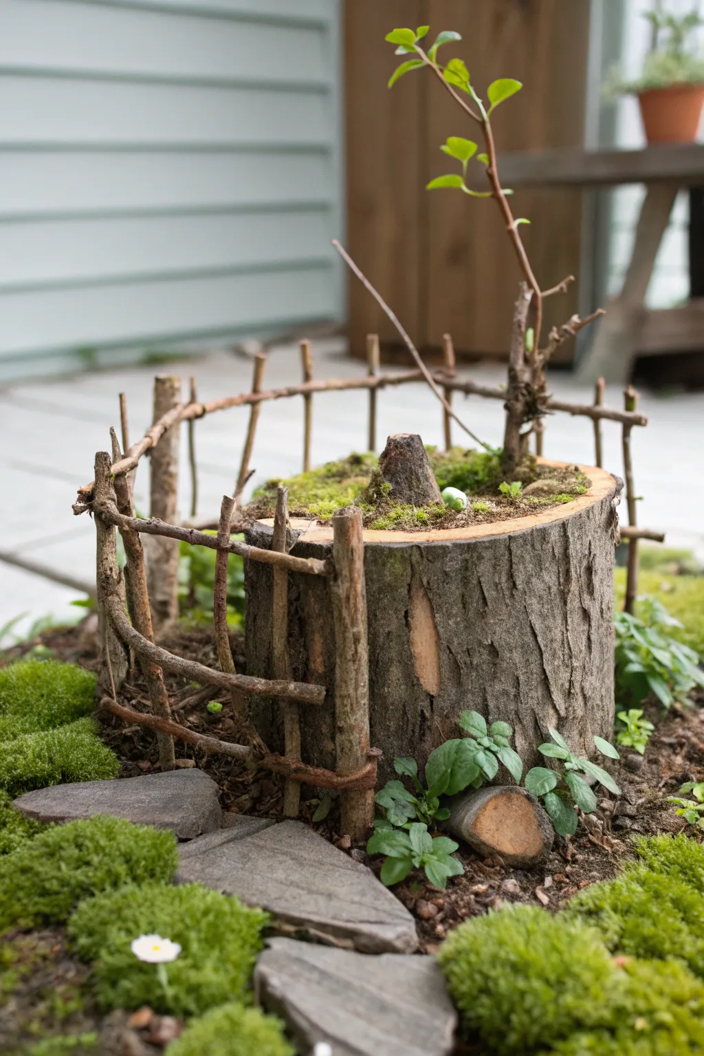 Enchant your miniature world with a charming twig fence, where simplicity meets natural beauty. 🌿✨