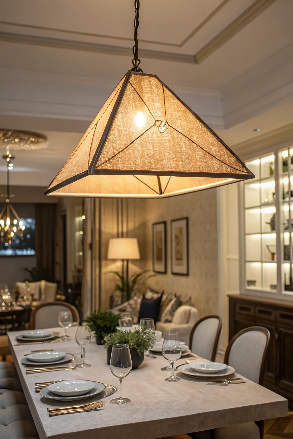 Triangle lighting fixtures make a bold statement.