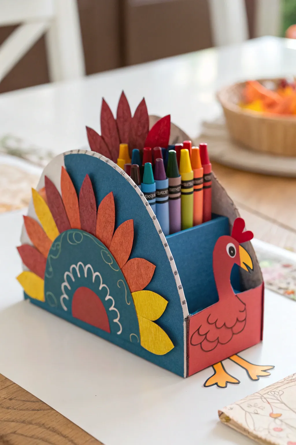 Transform your turkey with a playful crayon box disguise, where Scandinavian simplicity meets boho vibrancy!