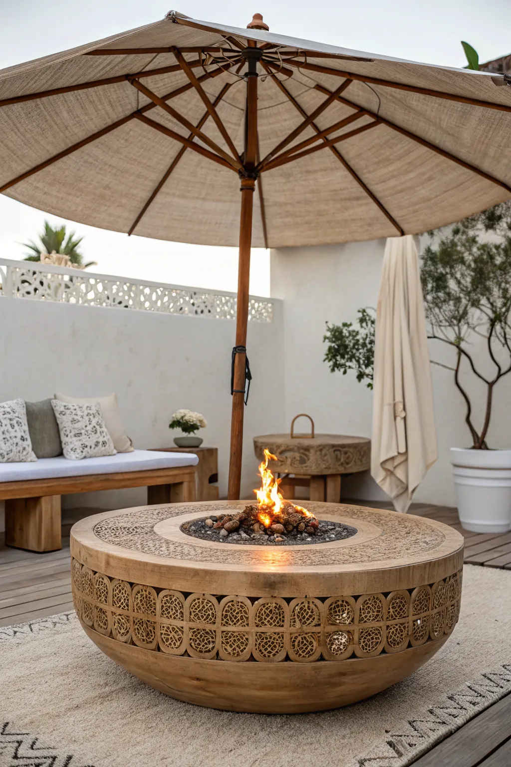 Embrace cozy elegance with a fire pit table that combines warmth and style for perfect fall evenings.