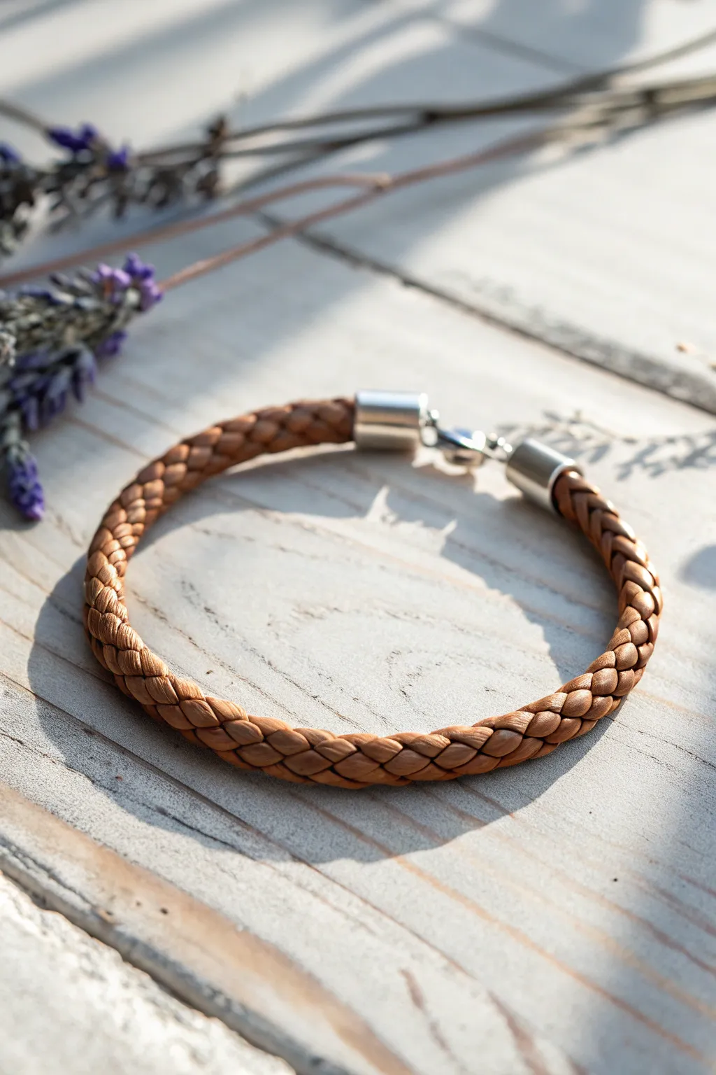 Embrace understated elegance with a handcrafted leather bracelet that whispers love in every detail.