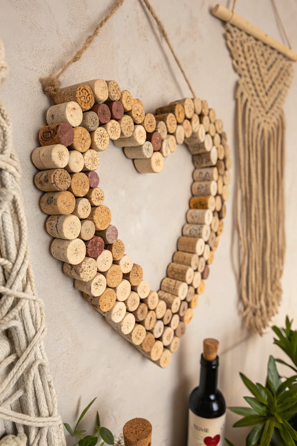Transform your cherished wine corks into a charming heart wreath, blending minimalist elegance with Boho warmth. #DIYValentine #ScandiBoho