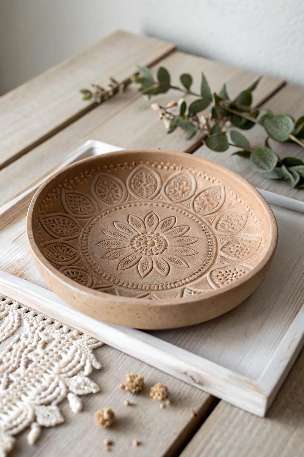 Discover the elegance of embossed clay dishes—perfect for adding a touch of handmade charm to your home decor.