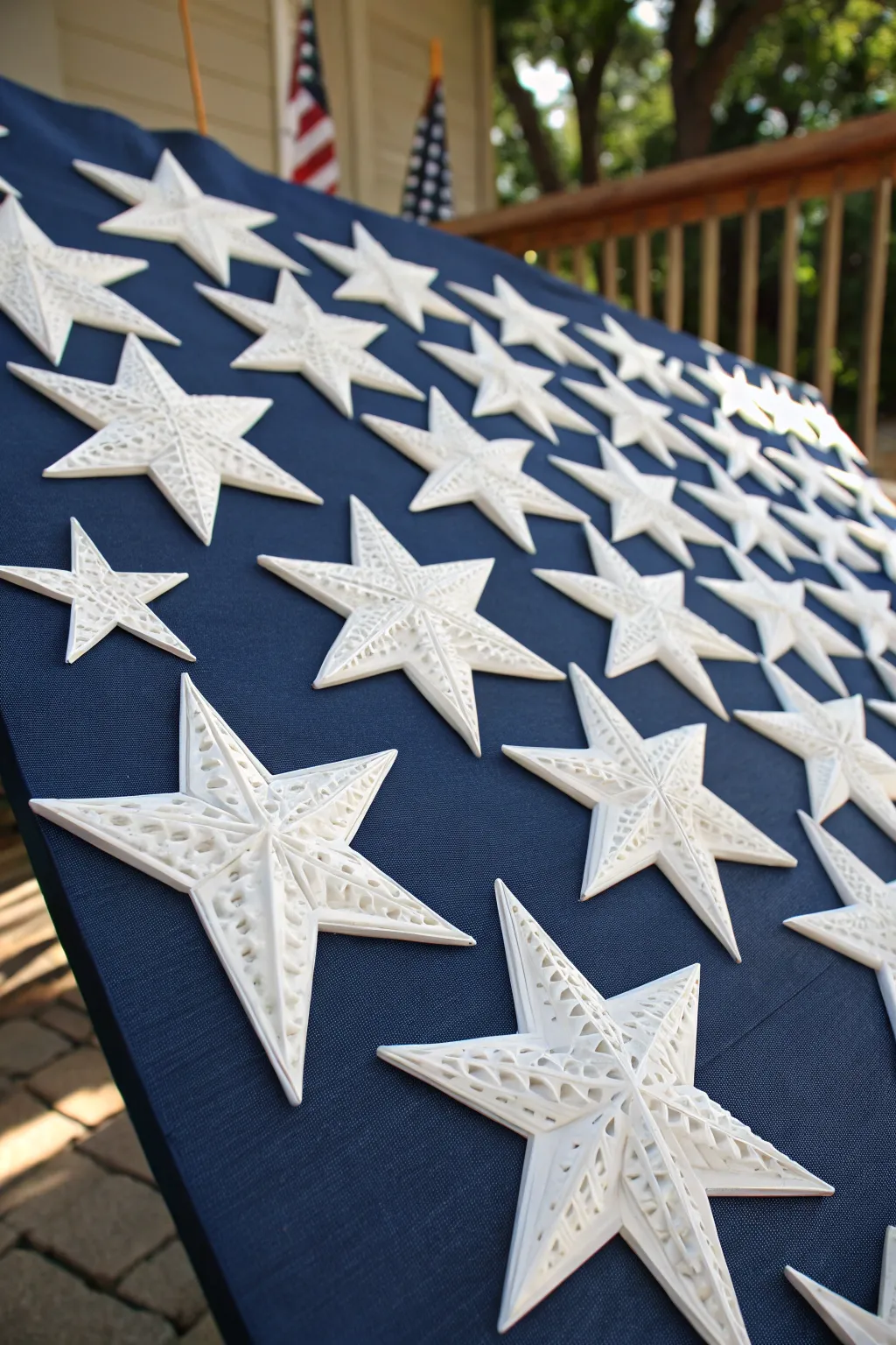 Celebrate Veterans Day with a touch of artistry: 3D stars that leap off the banner, embodying both honor and craftsmanship.