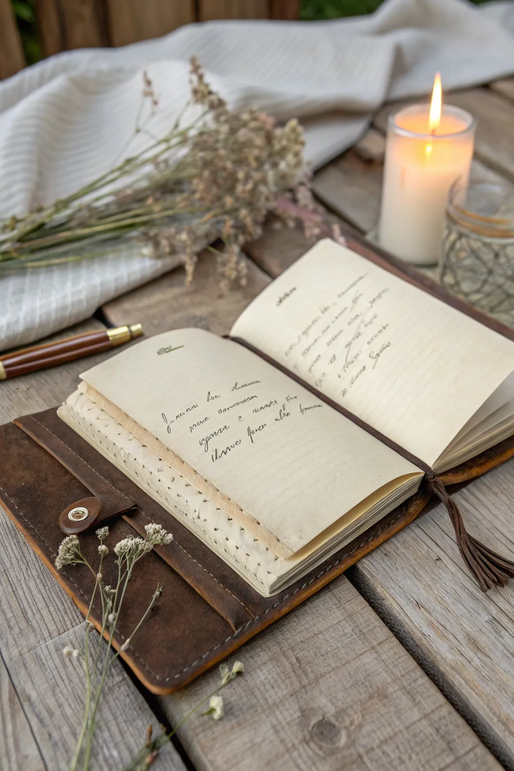 Embrace self-reflection with letters to yourself in a vintage journal.