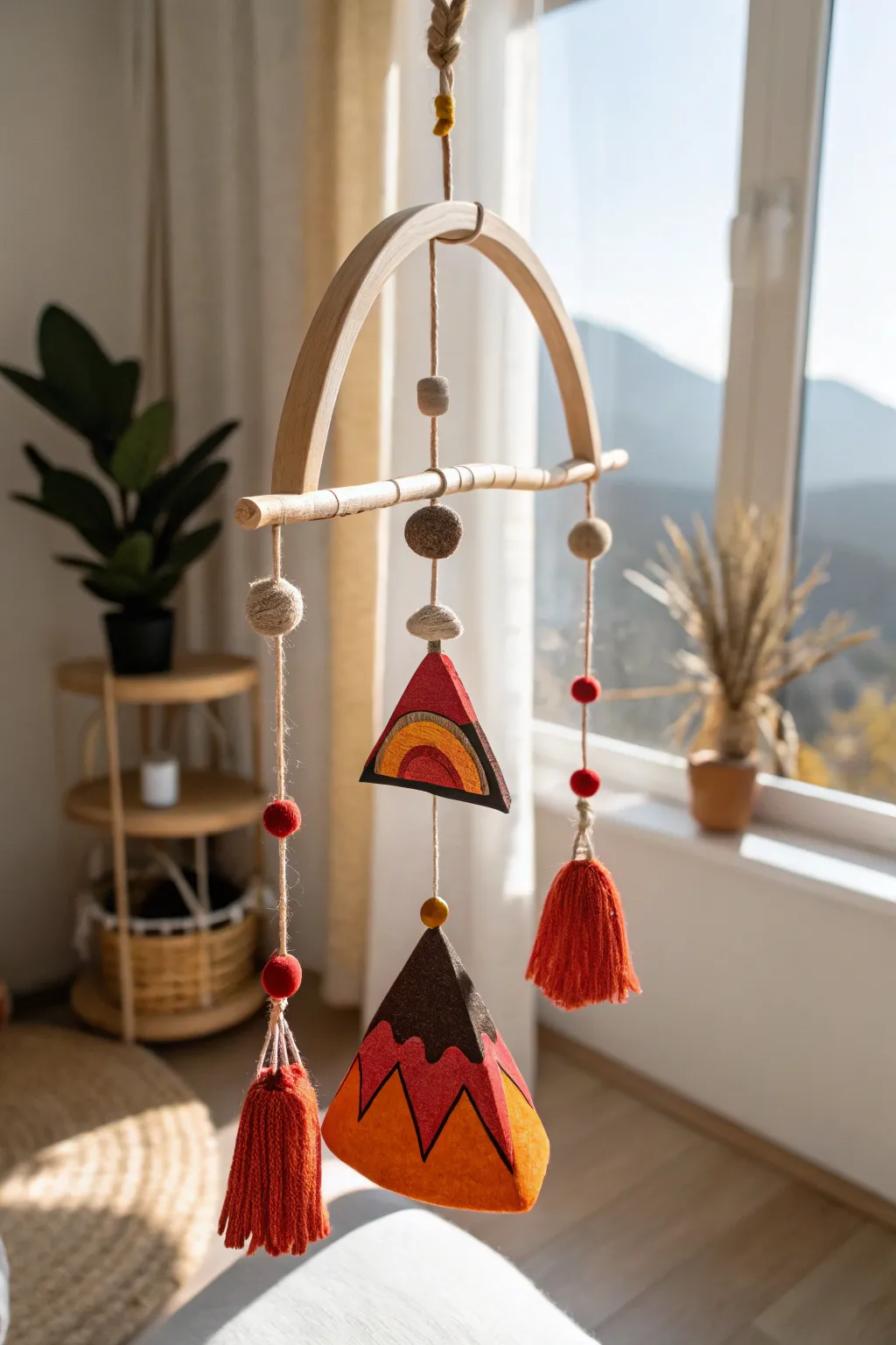 Add a touch of volcanic charm to your space with this stunning handcrafted mobile - a perfect blend of simplicity and bold beauty.