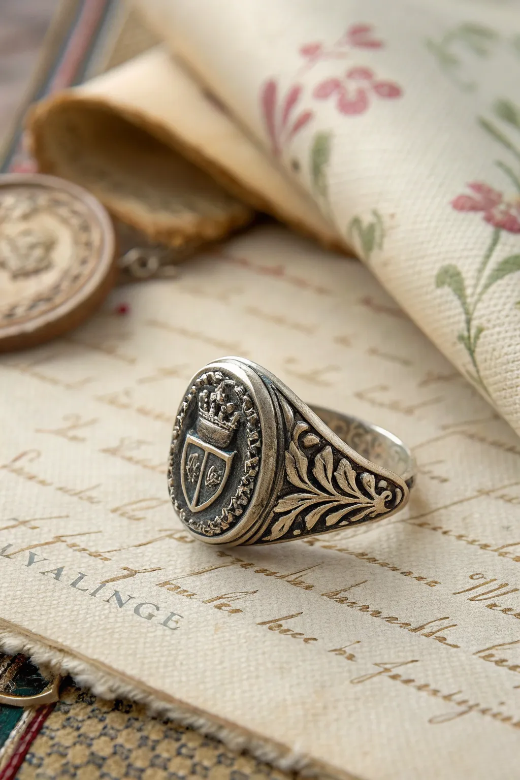 Vintage charm captured in a wax ring design.