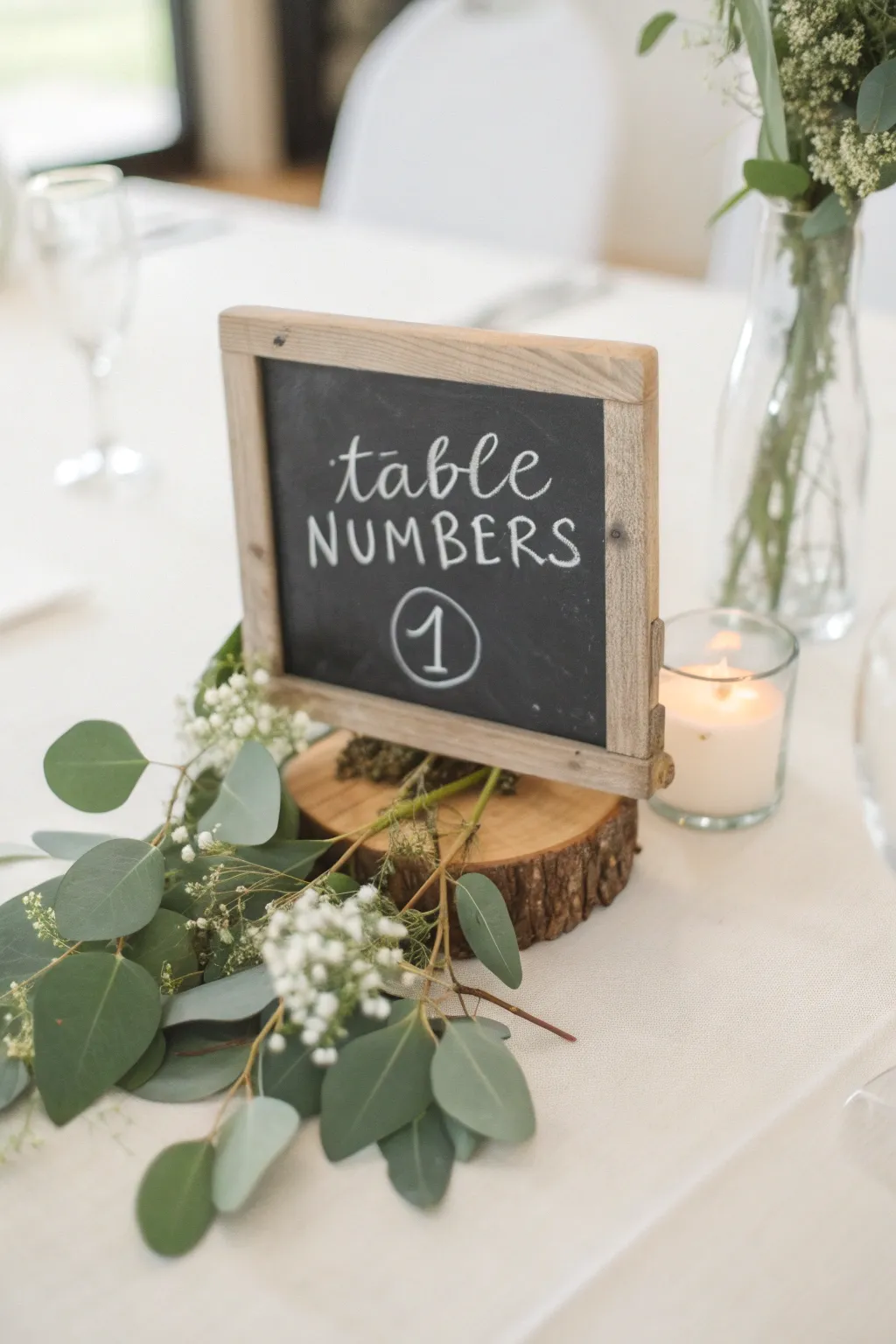 Elevate your wedding decor with charming chalkboard table numbers, blending minimalist elegance with a personal touch.