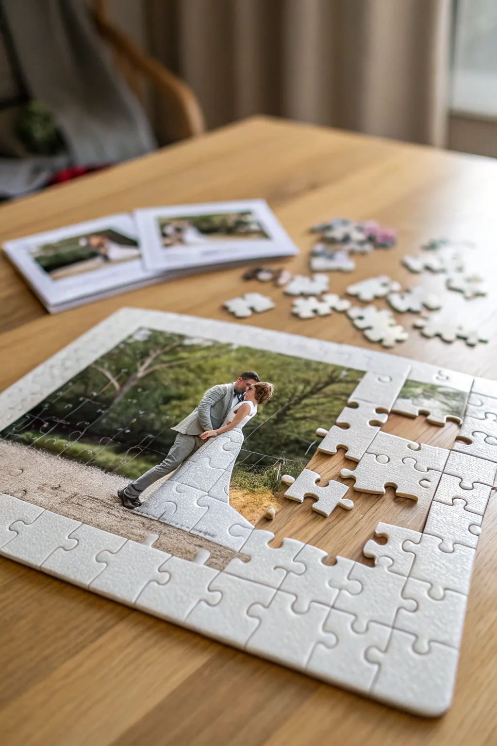 Piece by piece, relive the magic of your special day with a custom wedding photo puzzle.